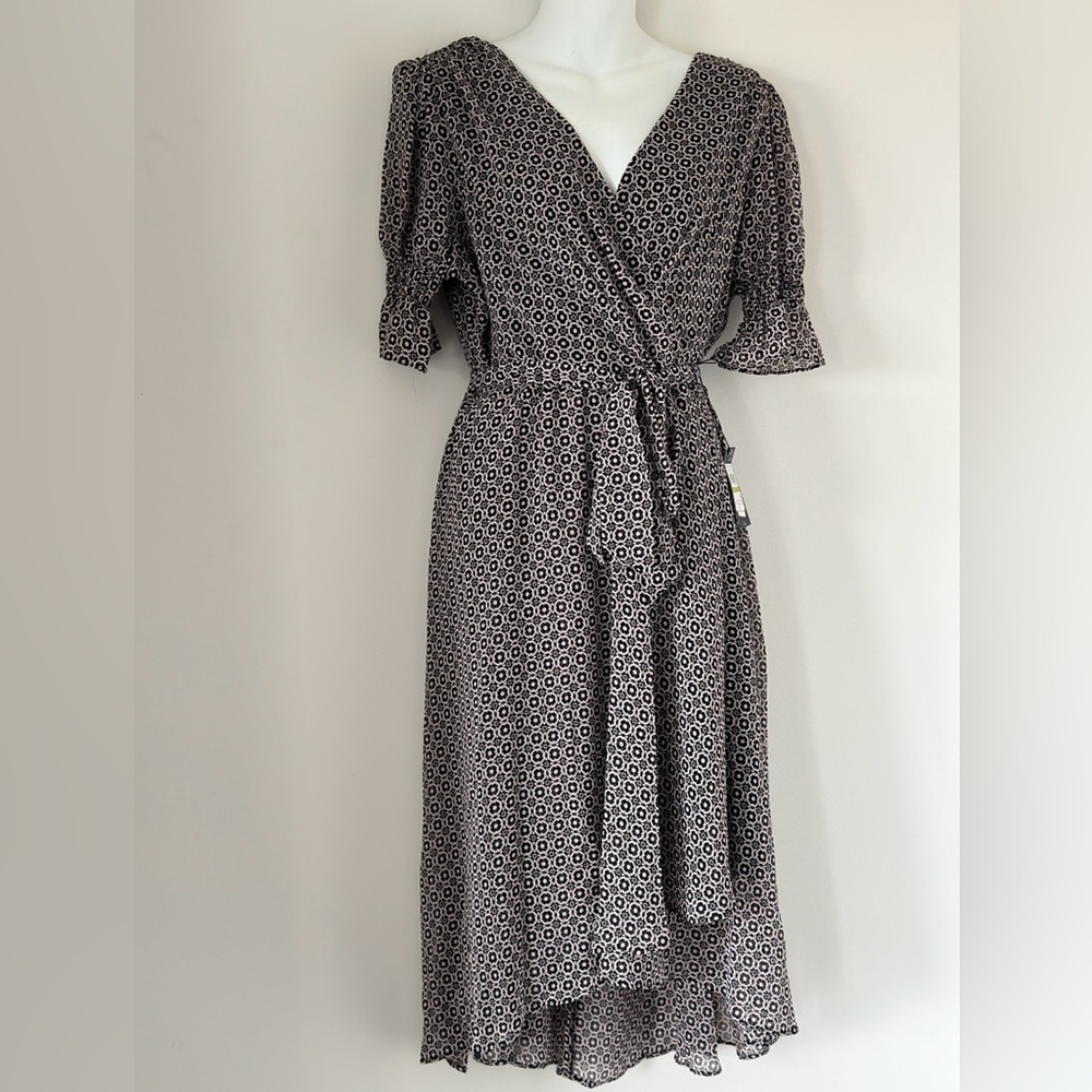 Tommy Hilfiger Womens Printed Faux Wrap Midi Dress - Picture 3 of 6